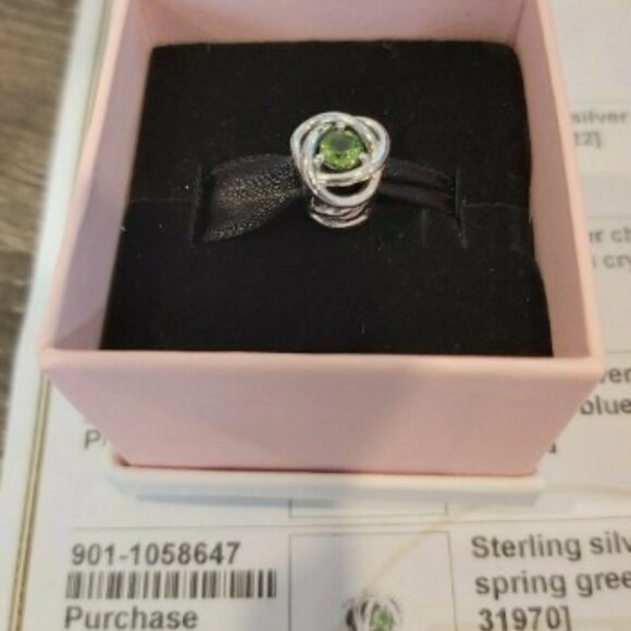 Authentic PANDORA Sterling Silver August Green Eternity Circle Charm 790065C03 - Picture 7 of 10
